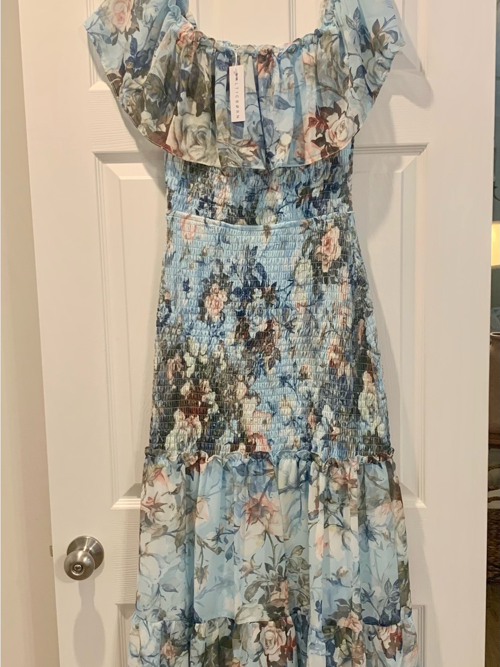 Baltic Born Blue Floral Off-Shoulder Maxi Dress